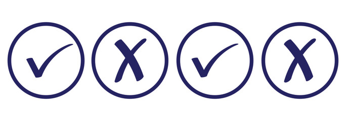 Check box tick mark icon set button correct right wrong buttons or yes or no checkmark red cross green tick vector illustration, PNG transparent