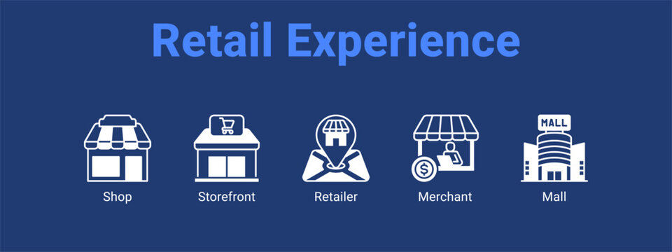 Retail Experience web banner icon vector illustration concept for  with icon of Shop, Storefront.