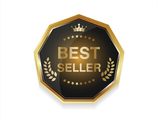 Best Seller, Best Price, Best Brand Set Illustration Realistic Gold badge and laurel Wreath Best seller 