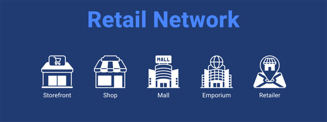 Retail Network web banner icon vector illustration concept for  with icon of Storefront, Shop.