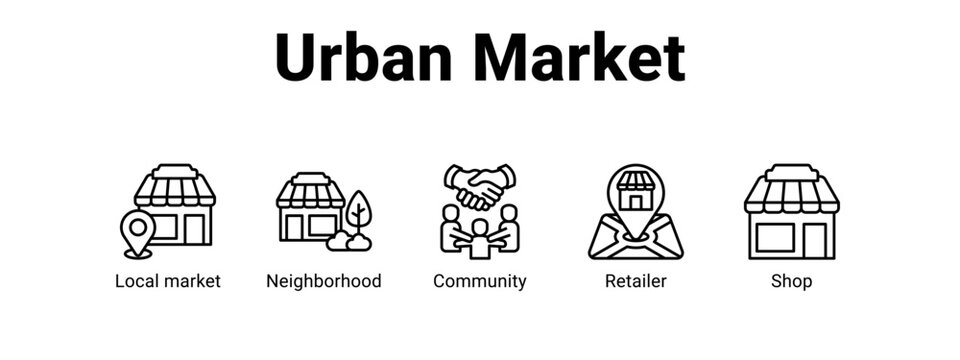 Urban Market web banner icon vector illustration concept for  with icon of Local market, Neighborhood.
