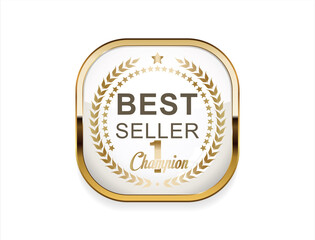 Best Seller, Best Price, Best Brand Set Illustration Realistic Gold badge and laurel Wreath Best seller 