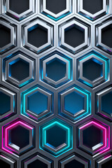 AI Image Of Hexagonal Grids In A High Tech Style