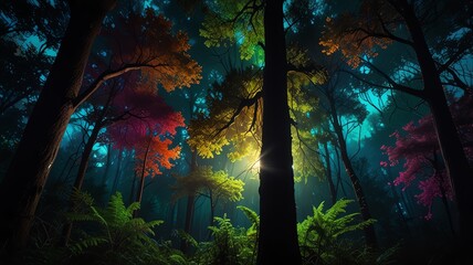 forest fire in the night