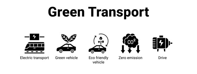 Green Transport web banner icon vector illustration concept for  with icon of Electric transport, Green vehicle, Eco friendly vehicle.
