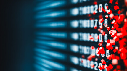 Stock Market Crash or Cybersecurity Breach Exploding Digital Data Fragments