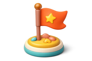 Colorful milestone flag icon with star on decorative base for celebratory design