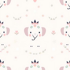 seamless pattern with cats and birds
