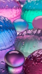 Colorful translucent jelly beans with water droplets on surface closeup macro photography