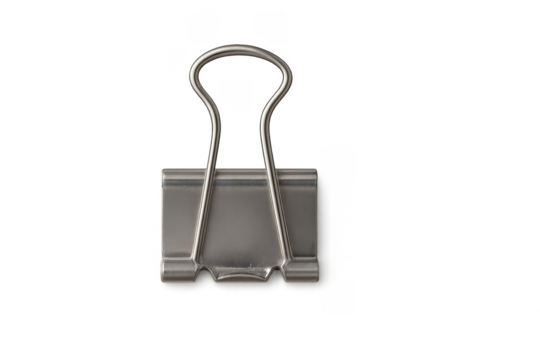 Silver metal binder clip for document organization - Powered by Adobe