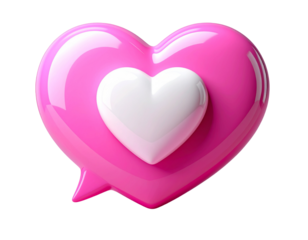 Love Message Icon Pink Speech Bubble Isolated Transparent Background.