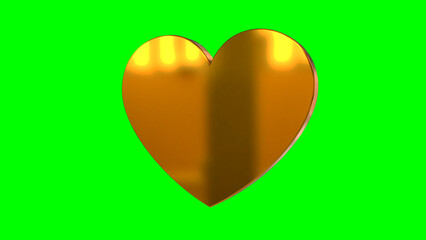 Heart love golden isolated 3d spectacular symbol illustration