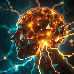 abstract human head with brain