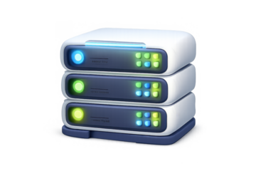 Cartoon server icon for technology and network design projects