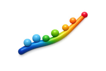 Colorful regression curve with rainbow gradient spheres for data analysis and presentation design