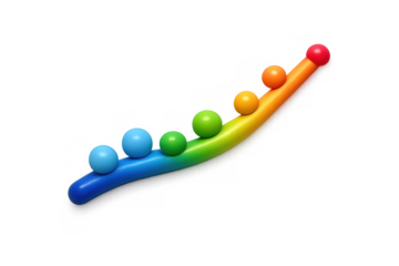 Colorful regression curve with rainbow gradient spheres for data analysis and presentation design