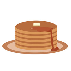 美味しそうなホットケーキ。パンケーキ。ふっくらホットケーキ。メープルシロップとバター。ベクターイラスト