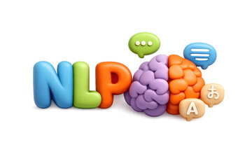 Colorful nlp icon with brain and speech bubbles illustrating natural language processing concepts
