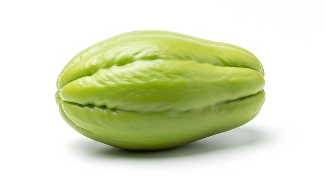 Fresh Green Chayote Vegetable on White Background.