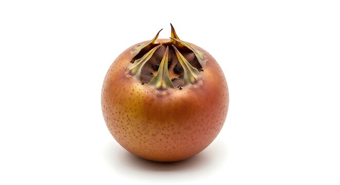 Fresh Ripe Medlar Fruit Isolated on White Background.