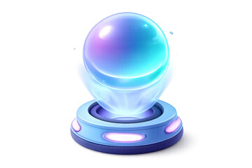 Futuristic hologram display with glowing sphere on modern base for innovative technology design