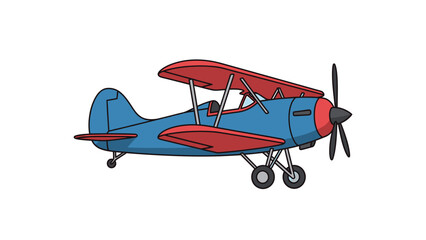 Vintage Blue Biplane Illustration © M.R Ramadhan