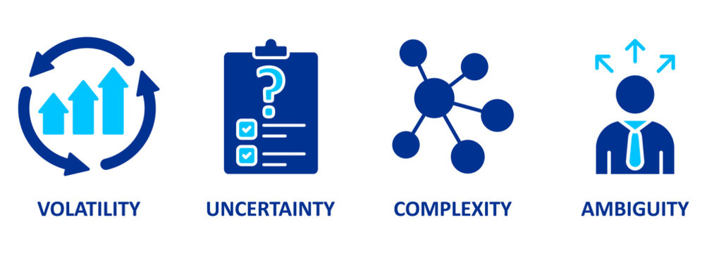 VUCA describing or to reflect on the volatility, uncertainty, complexity and ambiguity of general conditions and situations 