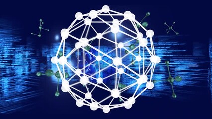 Animation of dna strand and molecules, globe over data processing - Powered by Adobe