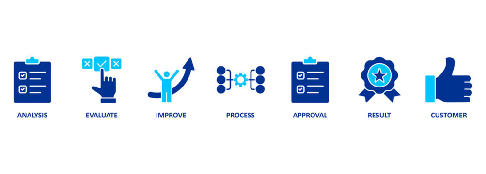 banner "quality control" vector illustration concept with icons and keywords 