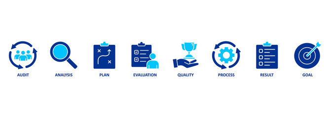 Assessment Analysis Evaluation Measure Business Analytics Vector Illustration Concept with icons 