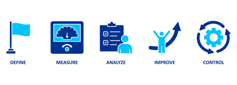 Banner lean six sigma vector illustration concept with keywords and icons 