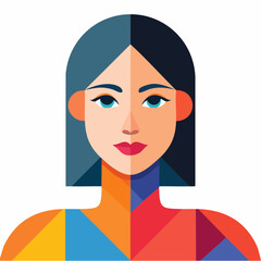 Woman Portrait with Geometric Colorful Design.