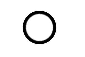 A black circle with grainy brush texture on every edge, organic artistic style, isolated on transparent background, PNG.