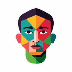 Colorful Geometric Male Face Illustration.