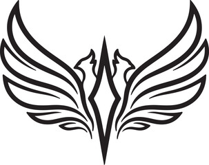 Symmetrical Phoenix Wing Tattoo Icon &ndash; Mythical Bird Line Art for Power, Rebirth, and Freedom