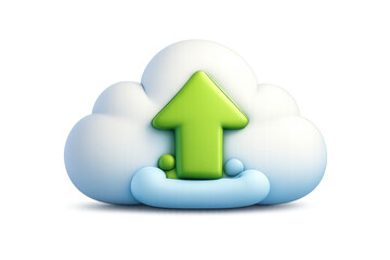Cloud upload icon with green arrow for digital and web interfaces