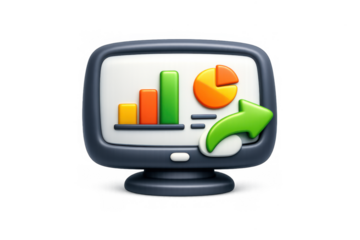 Screen share icon with data chart and arrow for presentation tools and digital collaboration
