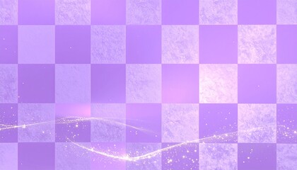 市松模様の透かしと金粉が舞う薄紫色の背景　上品で優雅な和風テクスチャ