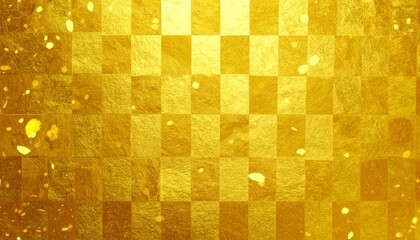 市松模様の金箔背景 舞う金粉と和柄の高級感素材