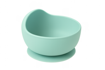 Green silicone baby feeding bowl with suction base