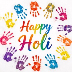 Holi Celebration,  Holi Wishes,  Colorful Hand Prints Holi Poster, Holi Poster wishes   