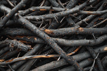 Fototapeta premium Close up of intertwined dry branches forming a captivating texture, suitable for nature and abstract backgrounds