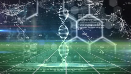 Animation of dna strand spinning and medical data processing - Powered by Adobe