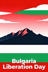 Bulgaria Liberation Day mountain landscape in red, white, and green  