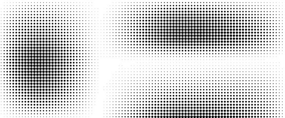 Dotted halftone gradient texture. Fading polka dot background. Repeated dots gradation pattern background. Black vanishing comic pop art overlay backdrop.