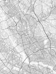 Saitama City Map. Minimalist black and  white line art poster for printing, wallpaper, wall art, and map resources for home and office decor