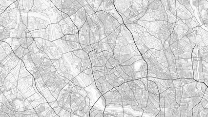 Obraz premium Saitama City Map. Minimalist black and white line art poster for printing, wallpaper, wall art, and map resources for home and office decor