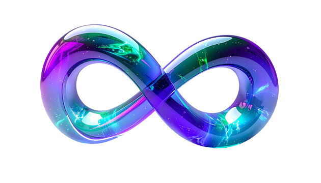 Cosmic infinity symbol against a black backdrop, reflecting celestial colours