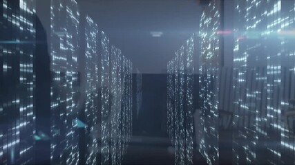 Animation of moving columns over caucasian businessman