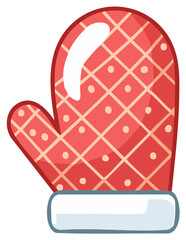 Christmas Oven Mitt with Red Plaid Pattern and White Cuff for Baking Kitchen
